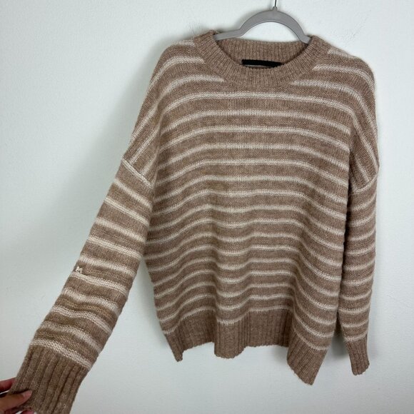 Jenni Kayne Women's Alpaca Cocoon Crew Neck Sweater L Stripe Minimalist Contempo - Picture 5 of 13